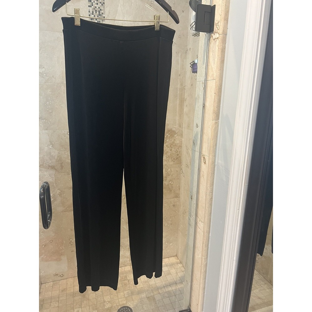 Chicos Travelers Womans Size 1 Medium Black Slinky Pants Pull On Elastic Waist